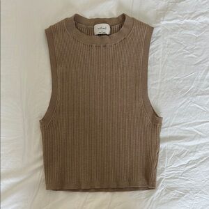 Wilfred Reso Cropped Crewneck Sweater Tank Tan